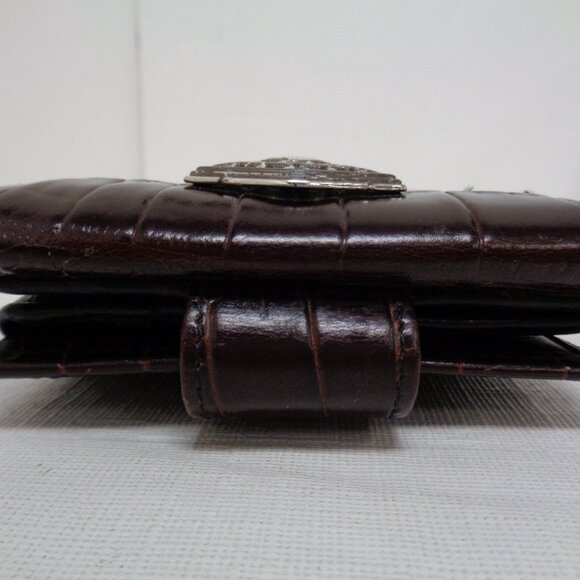 BRIGHTON Vintage Croc Embossed Wallet Snap Bifold - Picture 5 of 13